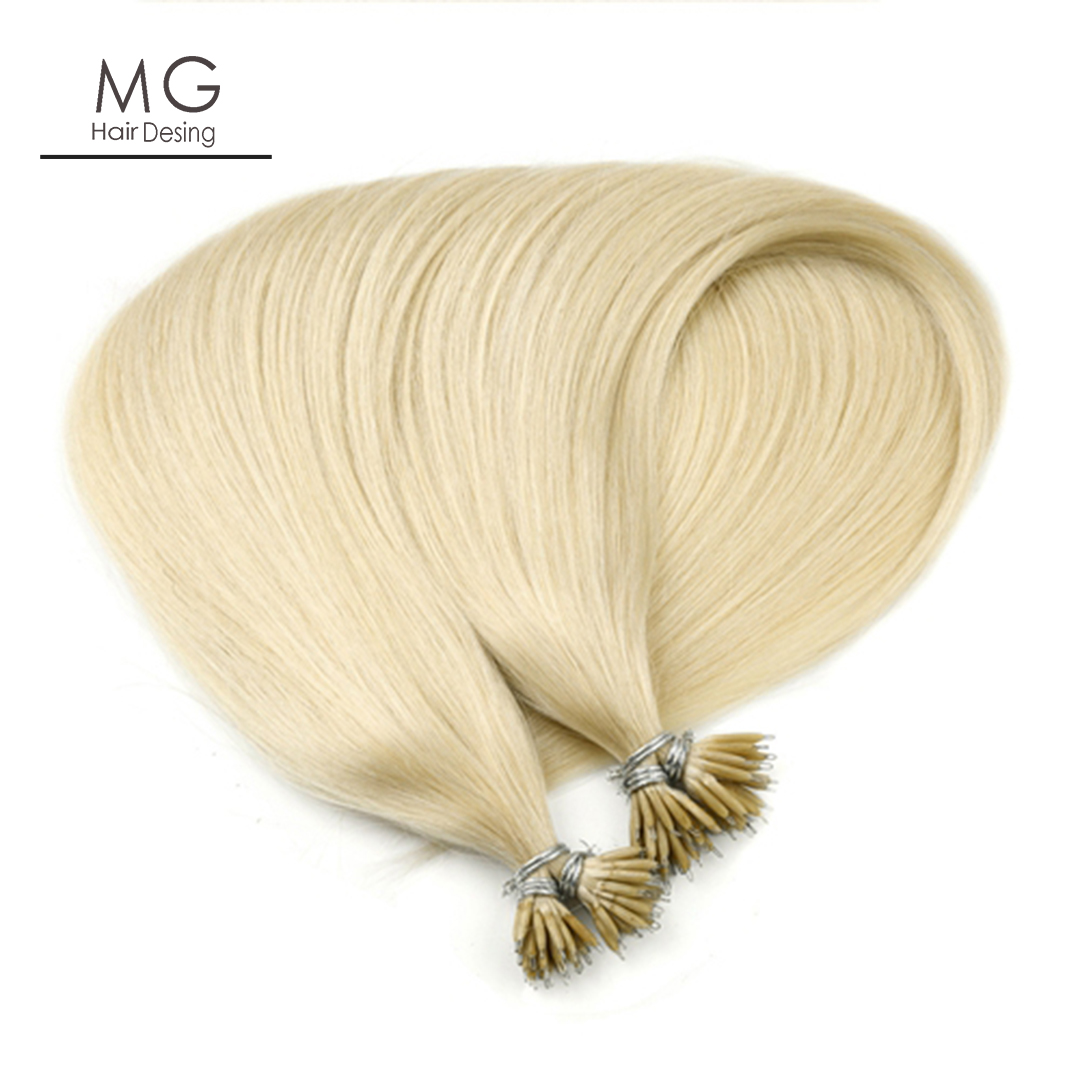 Mikro Nano Boncuk Kaynak Saç Beyaz Platin Sarı A Grade Remy İnsan Saçı - Görsel 2