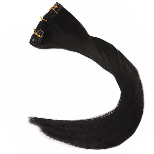 Çıt Çıt Saç Siyah Human Hair İnsan Saçı - 150gr 60cm 8 Parça Çıt Çıt Saç