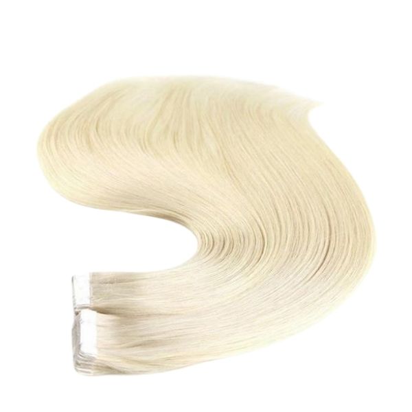 65 cm 40 Adet 100 gr Tape-In Bant Kaynak Saç – Beyaz Platin Sarı (%100 Remy Hair)