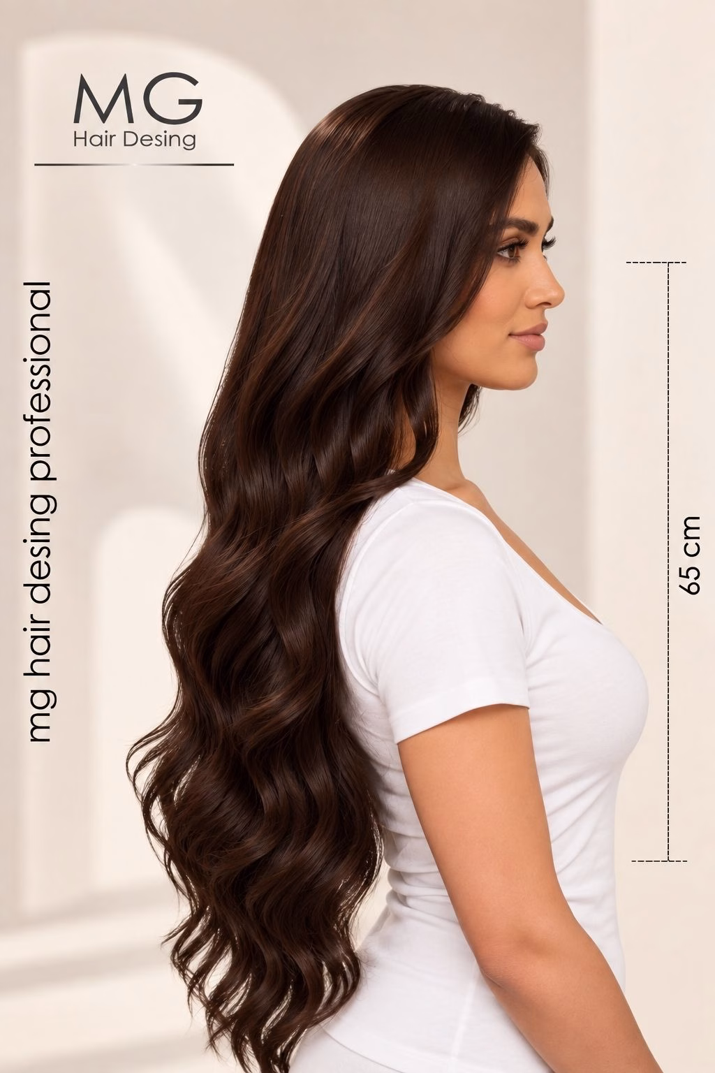 Koyu Kahve Çıt Çıt Saç 65 cm Yandan görünüm
